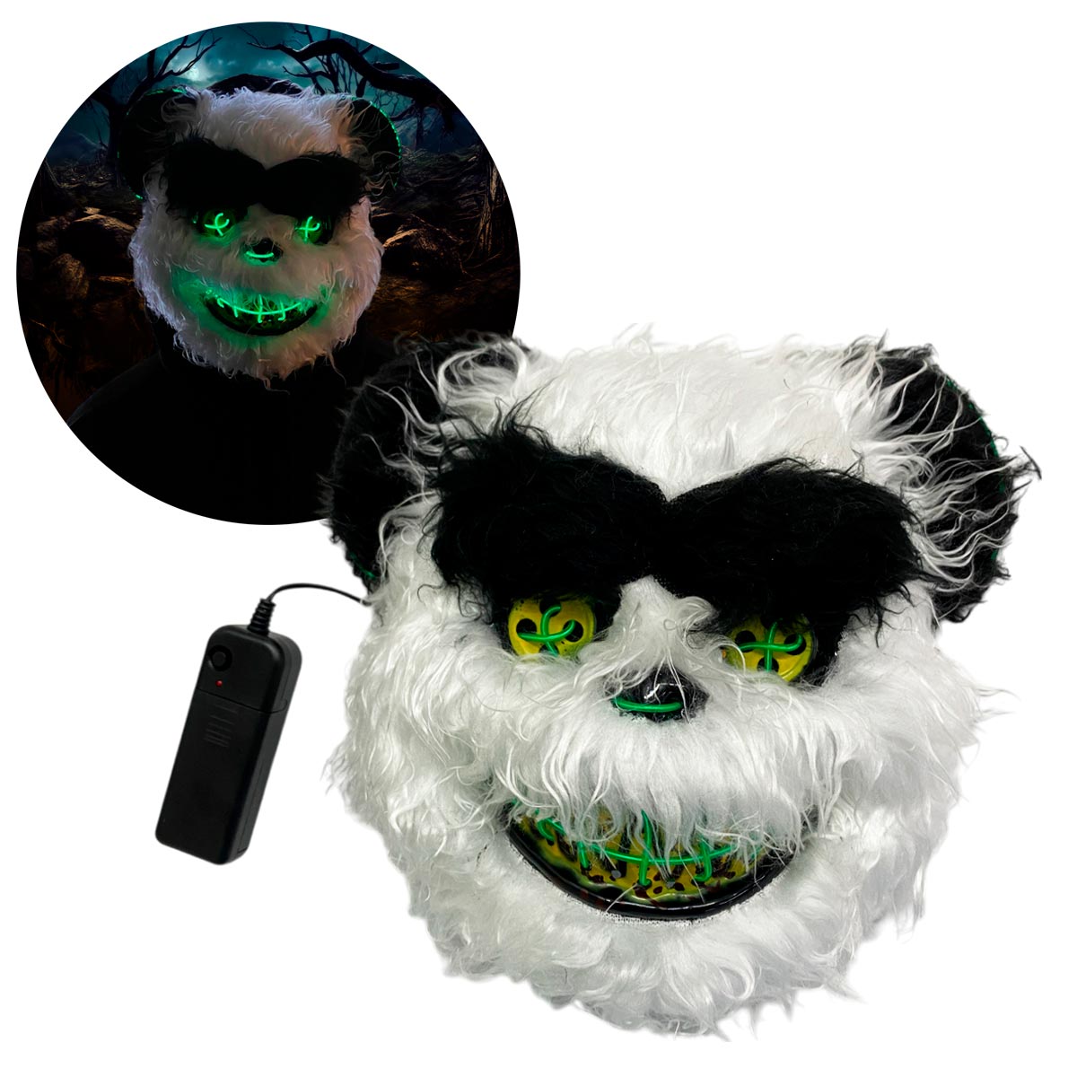 Vista 3 de Mascara Oso Macabro LED Neon OF368LED - Color: Café